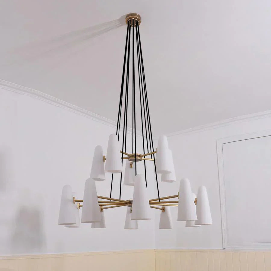2-Tier White Porcelain Round Chandelier-