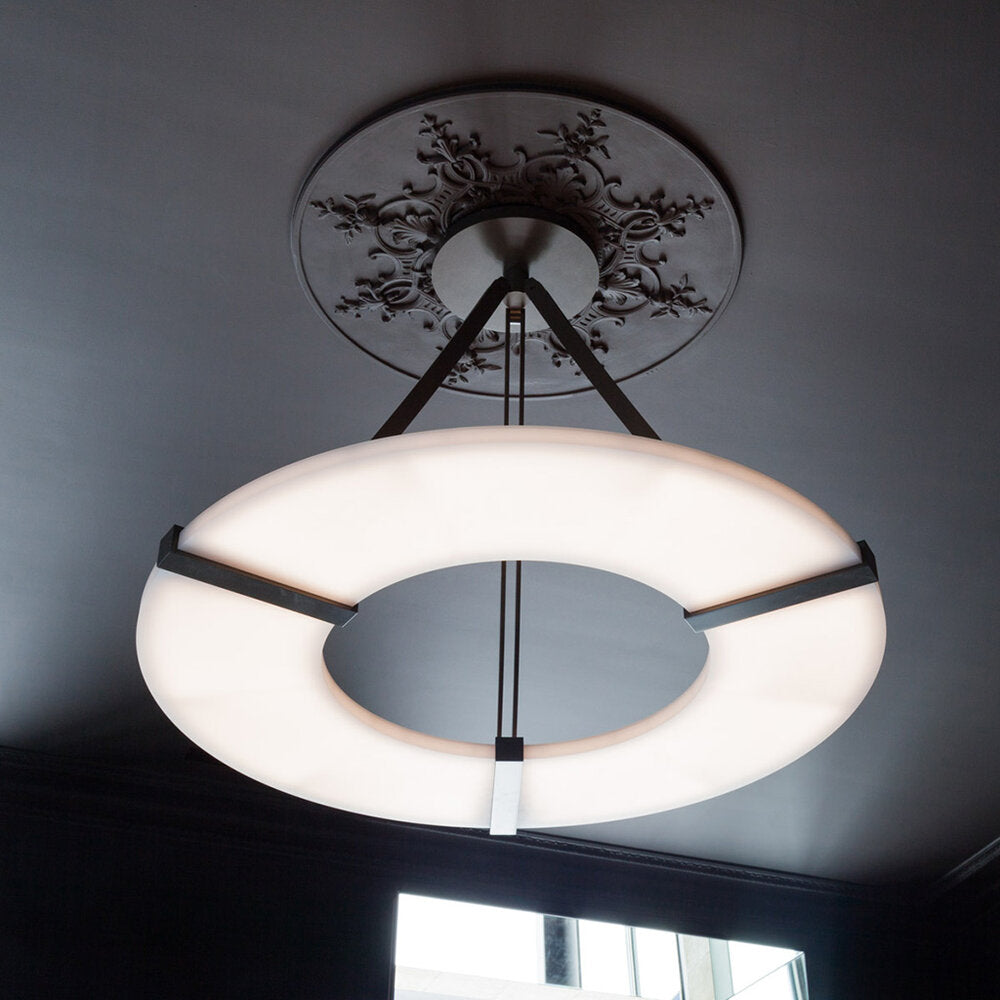 VifacilusaMadge Round Alabaster Plate Chandelier, Illumination Lamps