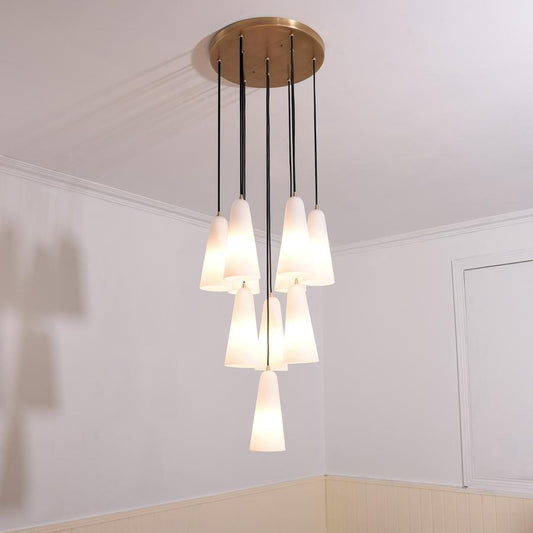 White Ceramics Round Chandelier 18" 10-light