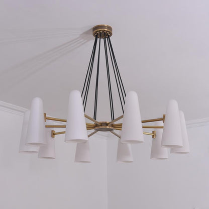 White Ceramics Round Chandelier 44", 10-lights