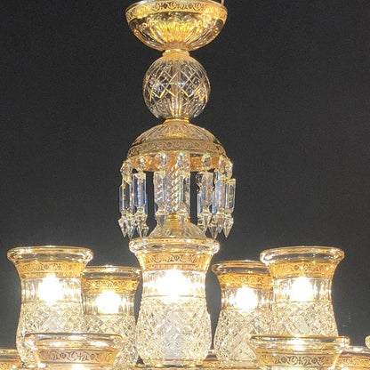 15 Lights Crystal Chandelier Gold & Clear Crystal Lighting - Joyfuzzy
