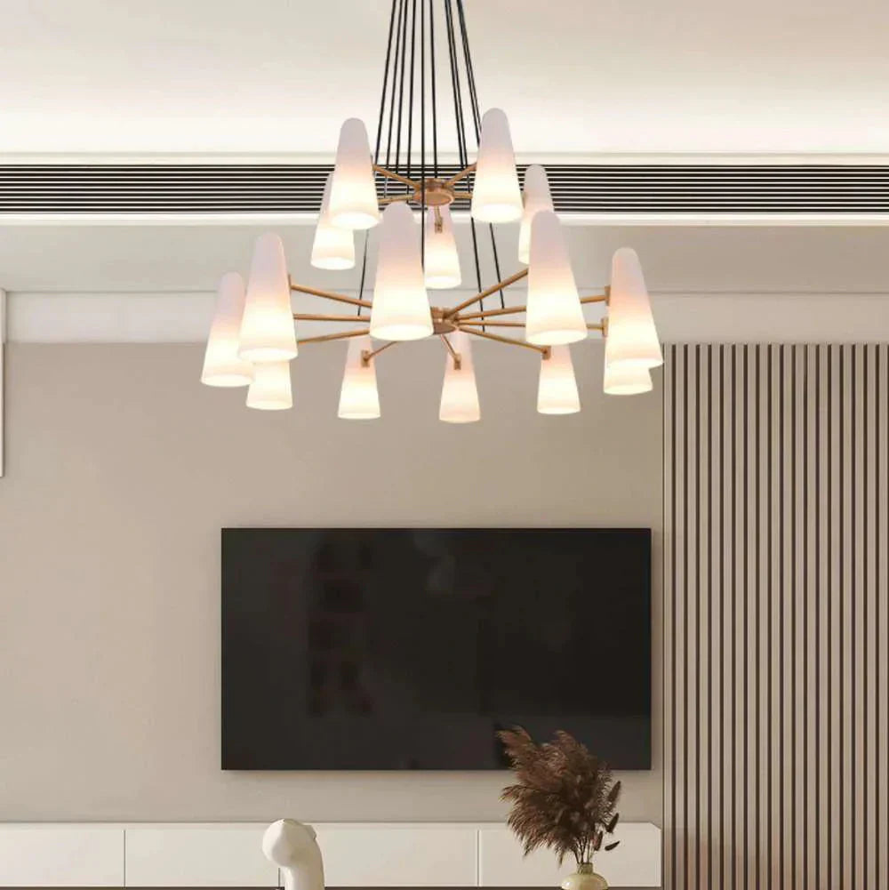 2-Tier White Porcelain Round Chandelier-