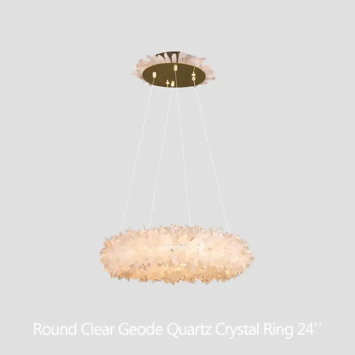 24 - 47 Inch Round Clear Geode Quartz Crystal Ring Pendant Light Modern Chandelier for Living Room - Joyfuzzy