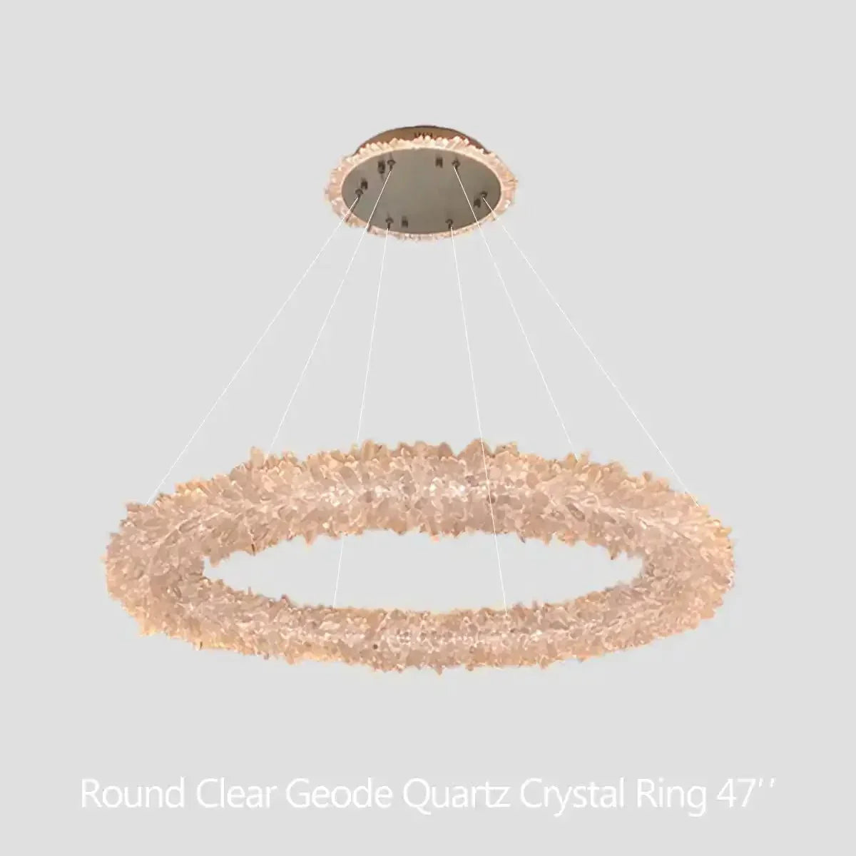 24 - 47 Inch Round Clear Geode Quartz Crystal Ring Pendant Light Modern Chandelier for Living Room - Joyfuzzy