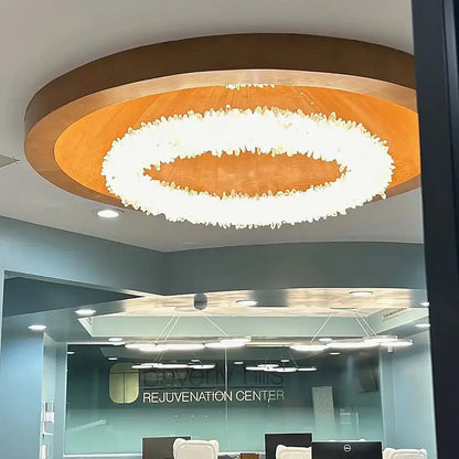 24 - 47 Inch Round Clear Geode Quartz Crystal Ring Pendant Light Modern Chandelier for Living Room - Joyfuzzy