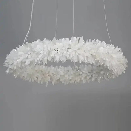 24 - 47 Inch Round Clear Geode Quartz Crystal Ring Pendant Light Modern Chandelier for Living Room - Joyfuzzy