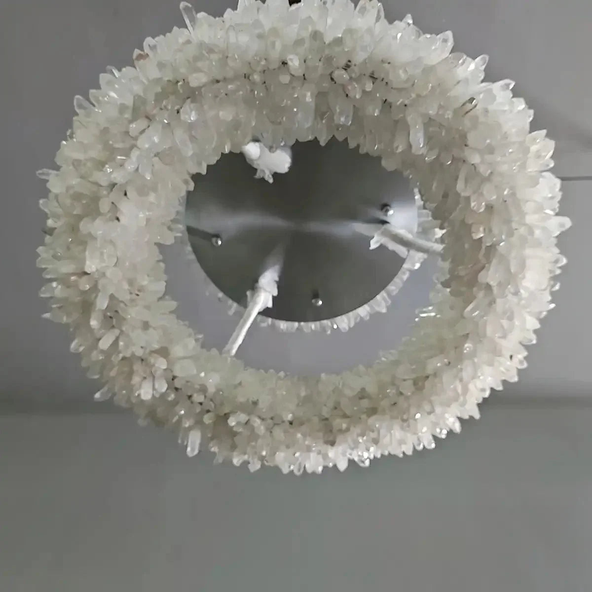 24 - 47 Inch Round Clear Geode Quartz Crystal Ring Pendant Light Modern Chandelier for Living Room - Joyfuzzy