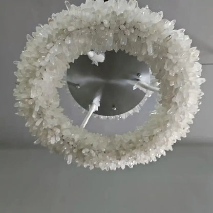 24 - 47 Inch Round Clear Geode Quartz Crystal Ring Pendant Light Modern Chandelier for Living Room - Joyfuzzy