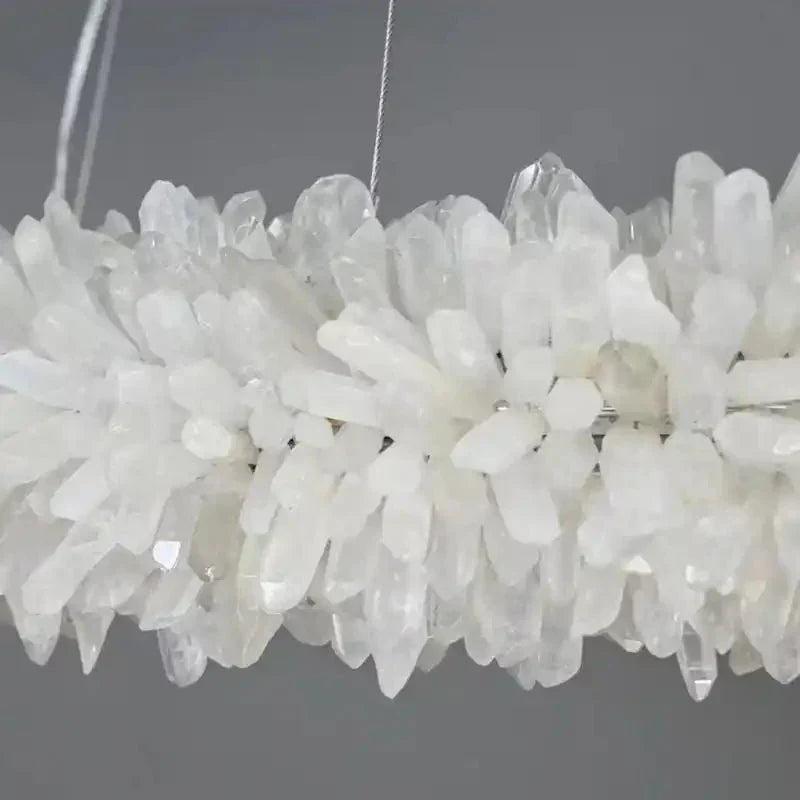 24 - 47 Inch Round Clear Geode Quartz Crystal Ring Pendant Light Modern Chandelier for Living Room - Joyfuzzy