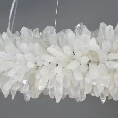 24 - 47 Inch Round Clear Geode Quartz Crystal Ring Pendant Light Modern Chandelier for Living Room - Joyfuzzy