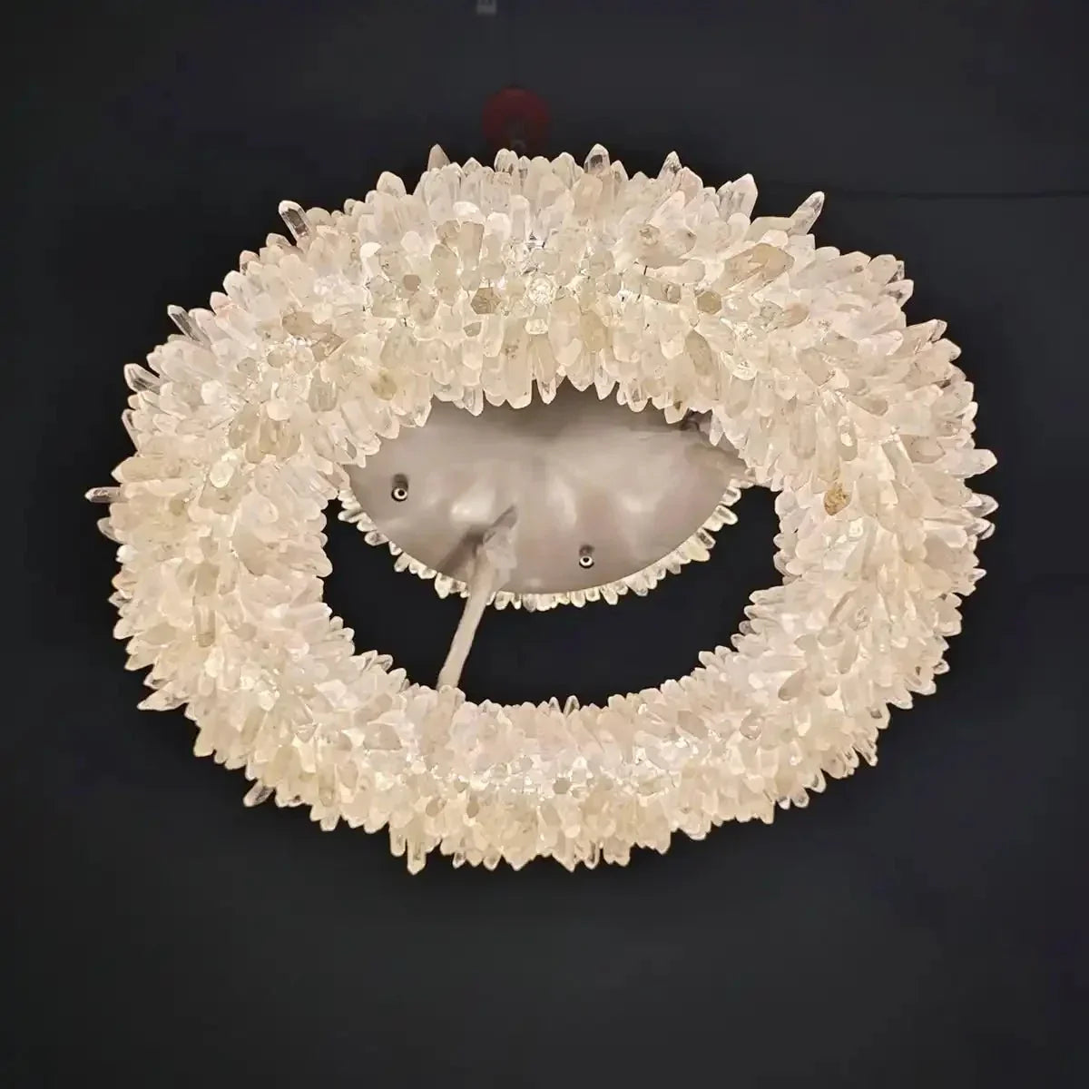24 - 47 Inch Round Clear Geode Quartz Crystal Ring Pendant Light Modern Chandelier for Living Room - Joyfuzzy