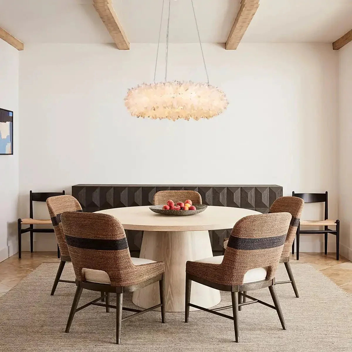 24 - 47 Inch Round Clear Geode Quartz Crystal Ring Pendant Light Modern Chandelier for Living Room - Joyfuzzy