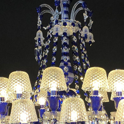 24 Lights Chandelier Blue & Clear Crystal Lighting - Joyfuzzy