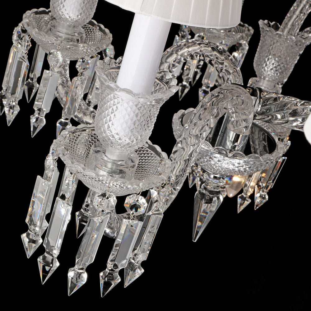 24 Lights Crystal Chandelier with Lampshades - Joyfuzzy
