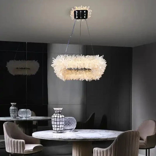 24'' Square Modern Geode Quartz Crystal Chandelier - Joyfuzzy