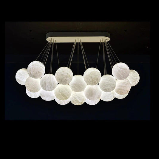 27 - Alabaster Ball Chandelier, Luxury Model Lighting - Joyfuzzy