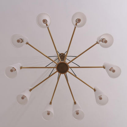 White Ceramics Round Chandelier 44", 10-lights