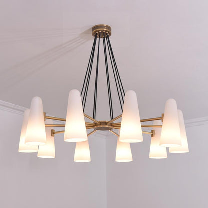 White Ceramics Round Chandelier 44", 10-lights