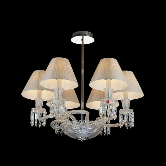 6 Lights Crystal Lighting with Lampshades - Joyfuzzy