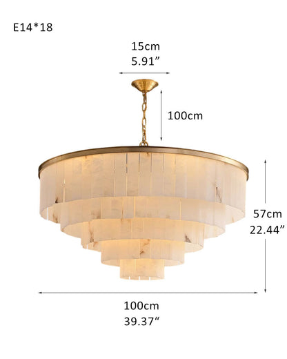 7-Layer Round Alabaster Chandelier lamp black for living room, bedroom, dining room