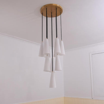 White Ceramics Round Chandelier 18" 10-light