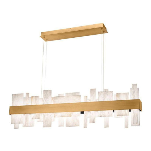Acropolis 46in LED Linear Alabaster Chandelier - Brushed NickeVifacilusa