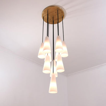 White Ceramics Round Chandelier 18" 10-light