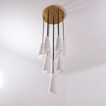 White Ceramics Round Chandelier 18" 10-light