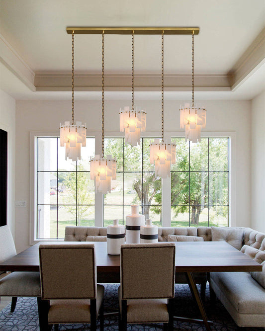 3/5/7-light Tired Alabaster marble Cluster Chandelier 13" with adjustable chain