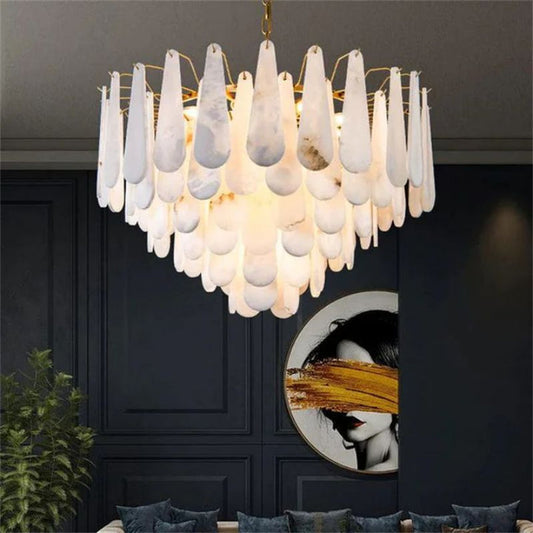 VifacilusaLaura Alabster Feathery Chandelier