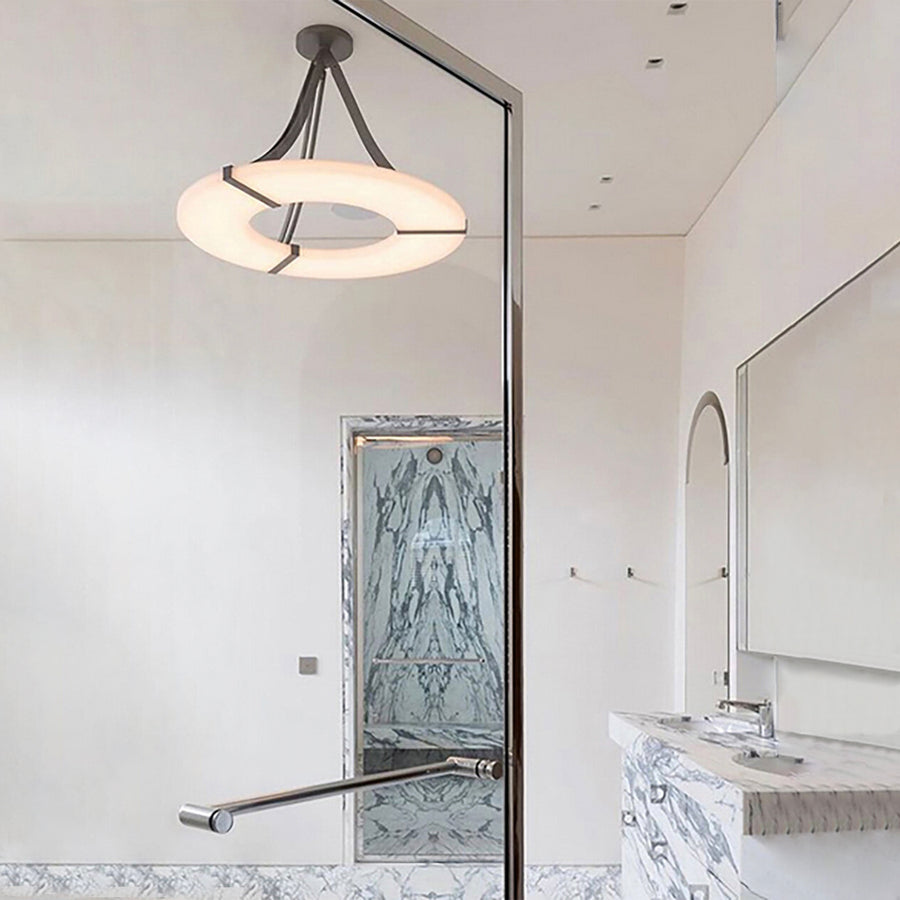 VifacilusaMadge Round Alabaster Plate Chandelier, Illumination Lamps