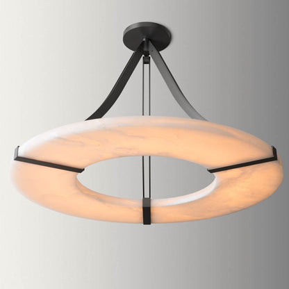VifacilusaMadge Round Alabaster Plate Chandelier, Illumination Lamps