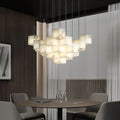 VifacilusaModern Luxury Alabaster Cubic Round Pendant For Dining Table, Staircase