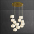 VifacilusaModern Luxury Alabaster Cubic Round Pendant For Dining Table, Staircase