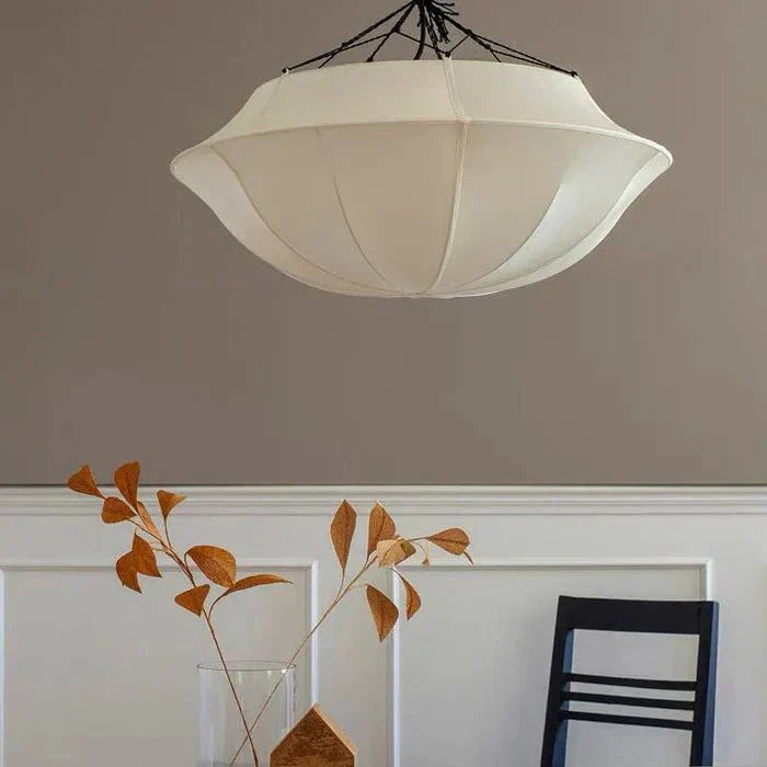 Vintage French Style Cream White Silk Umbrella Chandelier - Joyfuzzy