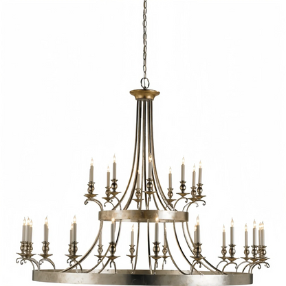 Vintage Large Iron Chandelier with Candle Rustic Farmhouse Pendant Lighting - Joyfuzzy