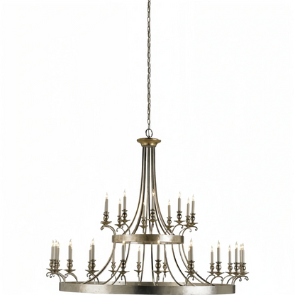 Vintage Large Iron Chandelier with Candle Rustic Farmhouse Pendant Lighting - Joyfuzzy