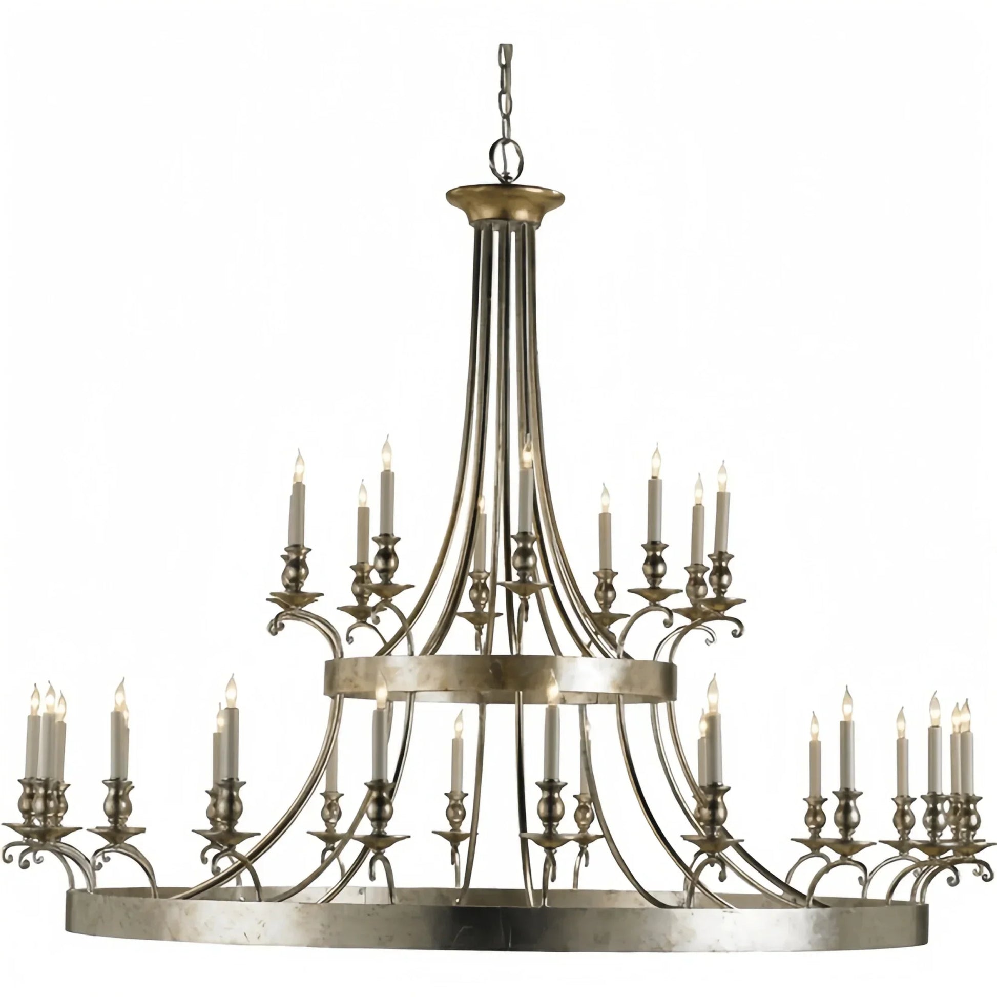 Vintage Large Iron Chandelier with Candle Rustic Farmhouse Pendant Lighting - Joyfuzzy