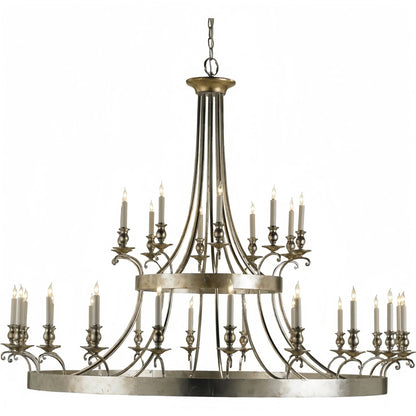 Vintage Large Iron Chandelier with Candle Rustic Farmhouse Pendant Lighting - Joyfuzzy