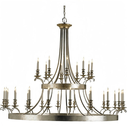 Vintage Large Iron Chandelier with Candle Rustic Farmhouse Pendant Lighting - Joyfuzzy