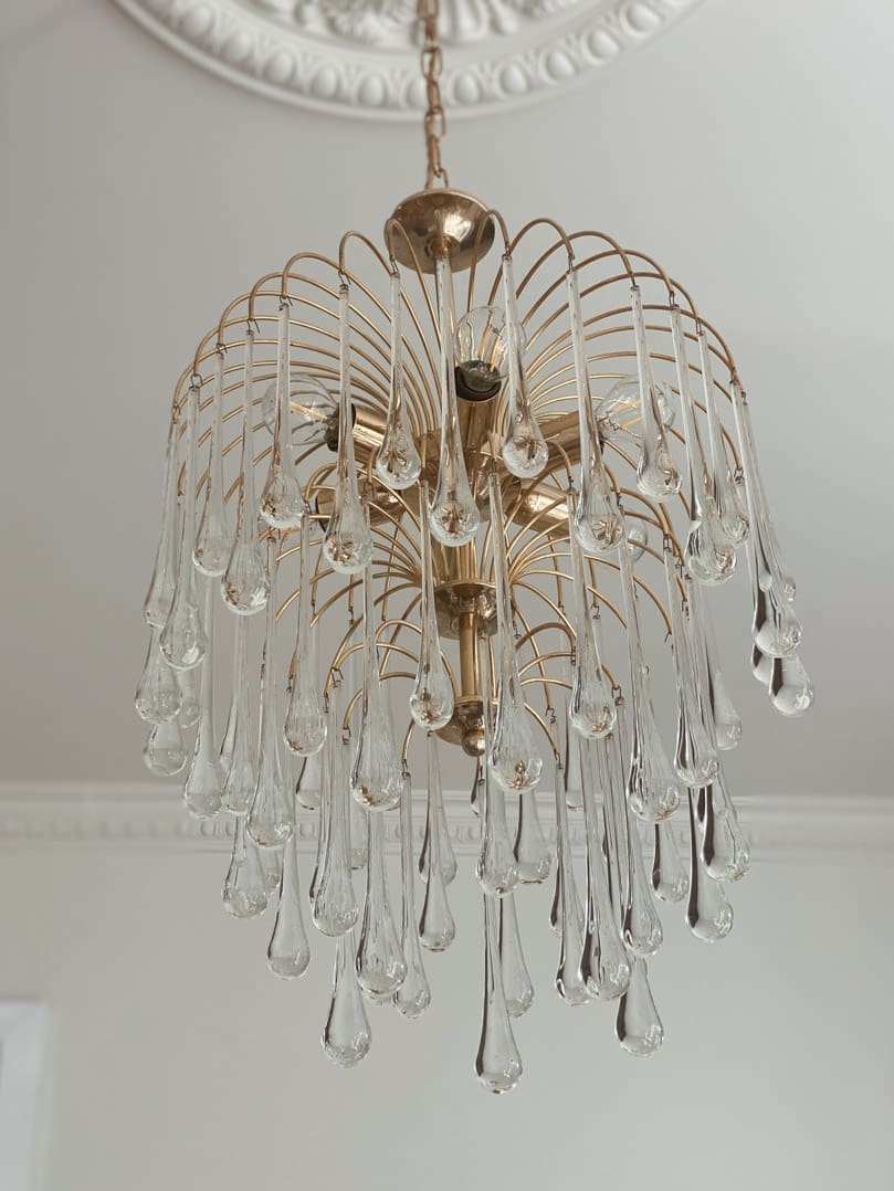 Vintage – Murano chandelier – Teardrop – 68 drops – Clear - Joyfuzzy