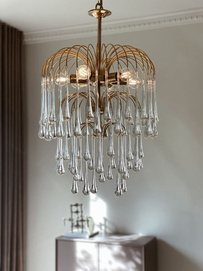 Vintage – Murano chandelier – Teardrop – 68 drops – Clear - Joyfuzzy