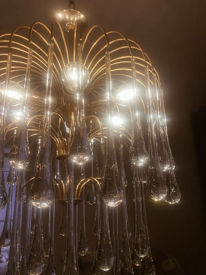 Vintage – Murano chandelier – Teardrop – 68 drops – Clear - Joyfuzzy
