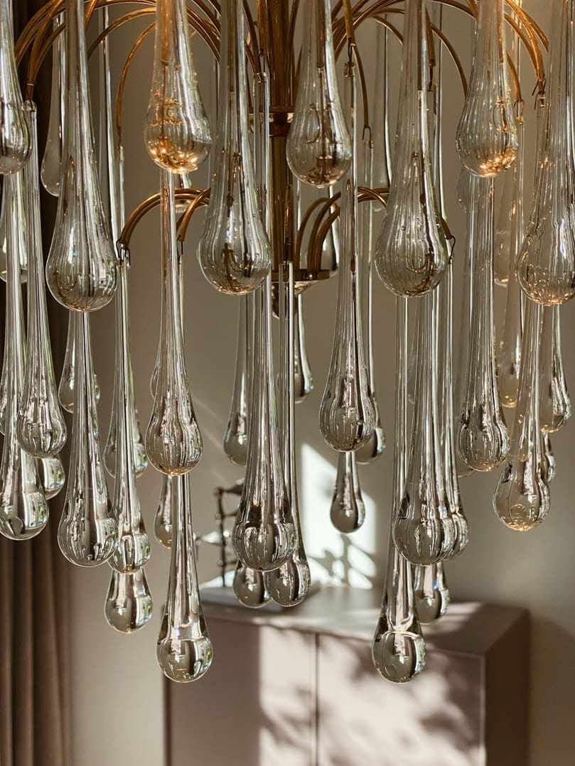 Vintage – Murano chandelier – Teardrop – 68 drops – Clear - Joyfuzzy