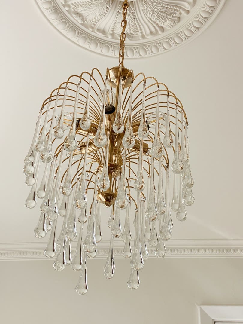 Vintage – Murano chandelier – Teardrop – 68 drops – Clear - Joyfuzzy