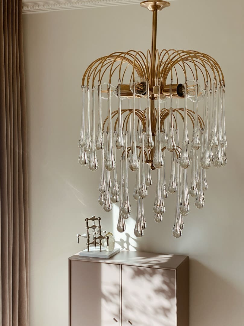 Vintage – Murano chandelier – Teardrop – 68 drops – Clear - Joyfuzzy