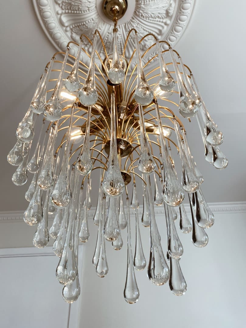 Vintage – Murano chandelier – Teardrop – 68 drops – Clear - Joyfuzzy