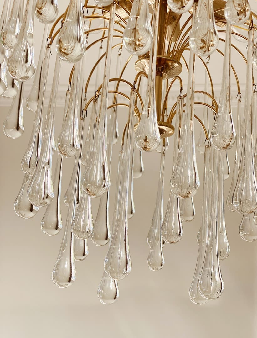 Vintage – Murano chandelier – Teardrop – 68 drops – Clear - Joyfuzzy