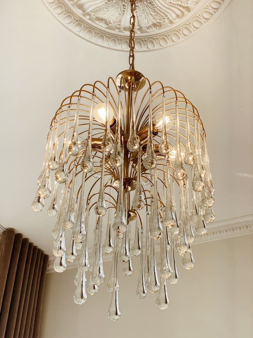 Vintage – Murano chandelier – Teardrop – 68 drops – Clear - Joyfuzzy