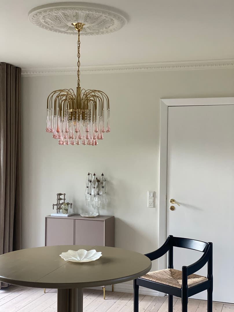 Vintage – Murano Teardrops Chandelier – 70s – Pink prisms - 47CM''DJoyfuzzy